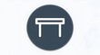© Hazim - Minimalist Table Icon Inside Dark Circle Button Vector Illustration of Furniture Symbol for Website UI Interface and Home Decor Design Concept Isolated on White