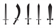 © Md - Swords in flat style and silhouettes isolated on white background. Icon set of ancient swords. Vector illustration. Medieval swords. Japanese sword katana. Military sword ancient weapon design silhoue