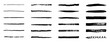 © IRYNA - Horizontal lines set. Hand drawn pancil, charcoal, chalk, crayon, marker strokes. Rough textured pencil lines with textured edges. Design elements for emphasizing text or decorative accent.