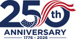 © Mizan - American 250th anniversary logo with red white and blue colors and stars