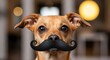 © abuzar - Cute dog with fake mustache in warm home setting, April fools day