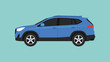 © ST.art - Modern blue SUV car in side view, passenger vehicle design for family use, urban mobility, travel, and transportation concept, ideal for automotive, road, and lifestyle, flat vector illustration