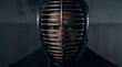 © Aurora Aesthetics - Japanese kendo warrior dramatic portrait men helmet mask martial arts rain intense gaze bushido discipline fighter spirit traditional armor sport competition training power strength determination