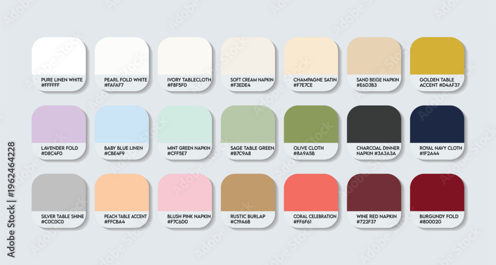 Stock-Vektorgrafik „Napkin Color Guide Palette with Color Names ...