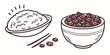 © AG - A delightful spread of rice, beans, and chopsticks on a table