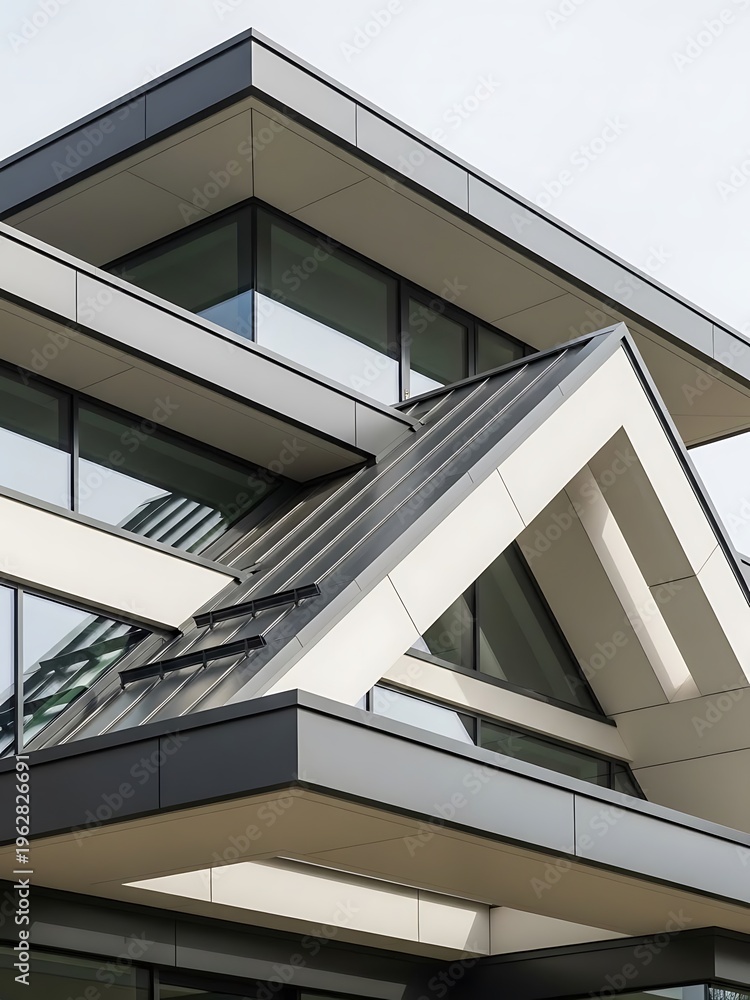Stock-Illustration „Angular facade details of a modern architectural ...
