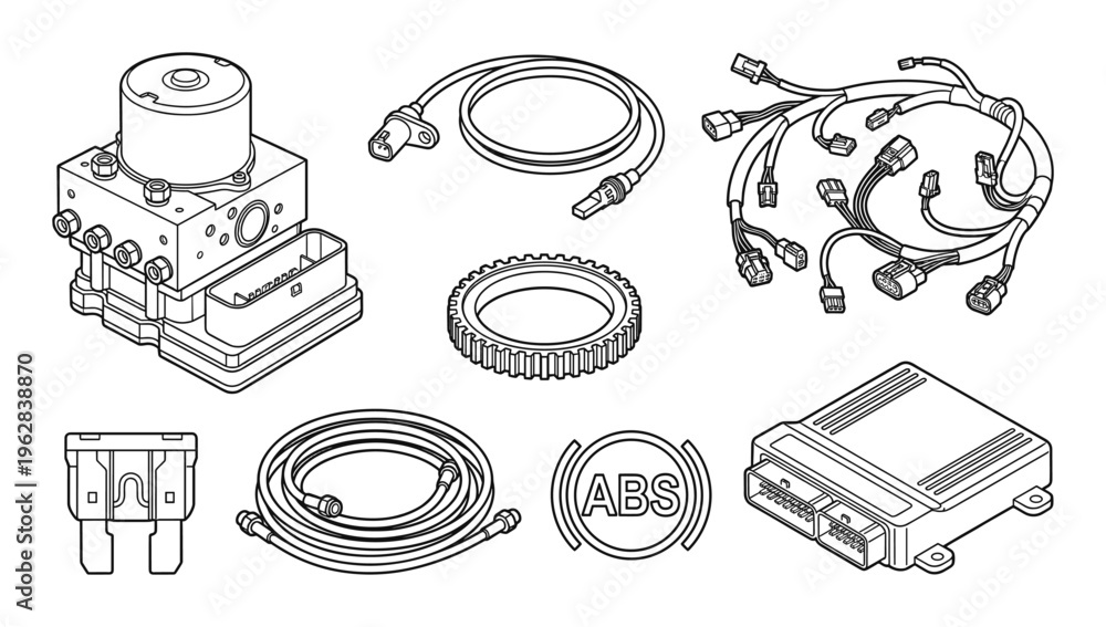 Automotive braking system abs components wiring and electronic control ...