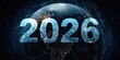© FauziNh - Futuristic globe with interconnected lines, glowing year 2026 superimposed