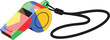 © Arafat - Colorful sports whistle vector illustration with neck strap and geometric pattern