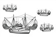 © Zalema - Fishing boat with net vintage sketch of ship