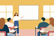 © ADDICTIVE STOCK - Woman teaching online class to diverse students at home