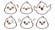 © Zeeshan - A set of six white cartoon birds with different happy and angry facial expressions