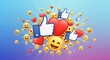 © iqrastockwork - A colorful illustration of social media icons and emojis on a gradient background