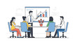 © iskadaryati - Flat illustration of business team meeting with presentation