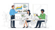 © iskadaryati - Diverse team collaborating in modern office setting illustration