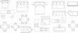 © Nuruzzaman - Minimalist black and white line art collection of furniture icons for interior design and architectural floor plans