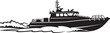 © Yousuf - Black boat, speedboat, vector illustration, nautical icon, watercraft