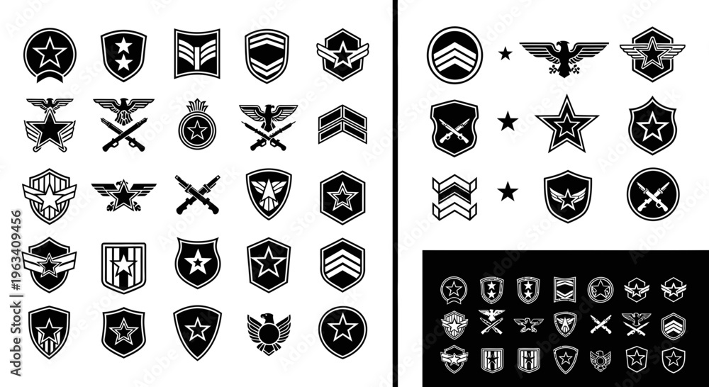 Military Rank and Army Insignia Vector Set Stock Vector | Adobe Stock