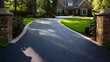 © shahjalal - Freshly sealed asphalt driveway with glossy black surface showcasing smooth texture durability and modern residential maintenance concept perfect for construction background and infrastructure themes