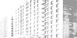 © Jharna Akter - High contrast black and white architectural perspective of city apartment buildings with minimalist stencil art effect