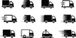 © Creative Vector - Delivery truck icons set with fast shipping motion speed lines courier logistics transport vector silhouettes isolated on white background modern design
