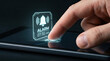 © Chopang.studio - Finger smartphone alarm digital touchscreen technology hand notification time close up device human modern electronic gadget communication interface finger pressing alert mobile screen finger