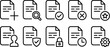 © MDBENJIR - Collection of ten outline icons representing document actions and security Keywords: document, file, icon, symbol, outline, line