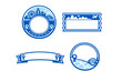 © Artstock - Various graphic designs showing circular and rectangular frames for city views and travel themes with blue color scheme