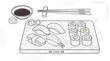 © PakVsInd - A beautifully illustrated plate of sushi with chopsticks and soy sauce