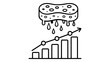 © Rakib - Market saturation vector icon illustration featuring a dripping sponge over a rising bar graph and arrow, representing economic peak, business growth limits, and resource depletion in line art.