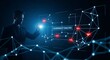 © mikael - Vulnerability analysis concept. A cybersecurity expert's hands perform a vulnerability scan on a network hologram, with weak points glowing red to be patched.