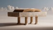 © asiyah - Open book on stone platform symbolizing knowledge and learning in surreal landscape