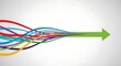 © Farhana's Art - A conceptual illustration of multiple colorful lines converging into a single solid green arrow