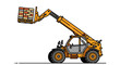 © burung - Yellow construction telescopic handler lifting bricks.