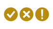 © Gradix Studio - Green checkmark, red cross, and yellow exclamation icons
