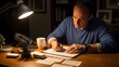 © batikandays - Man working late at desk with lamp.