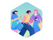 © Lyn Lee - Holiday shopping people doing e-commerce online shopping flat vector concept operation hand drawn illustration