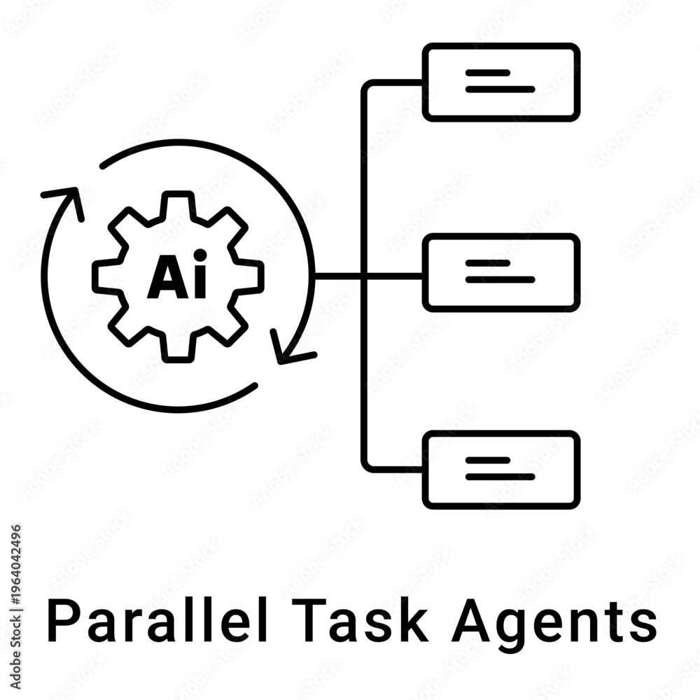 Vector icon for Parallel AI Agents, AI Task Distribution, Multi-Agent ...