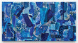© LoveU - Blue abstract collage artwork with mixed media and geometric shapes design