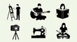 © muaz - Collection of icons representing various hobbies and creative pursuits, showcasing artistic endeavors and leisure activities