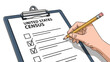 © Nur - Person uses a pencil to fill out the official united states census form on a clipboard for demographic data collection.