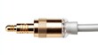 © touseef - Macro close-up of audio cable connector plug isolated on clean white background showing detailed metal jack and wire texture for music production, sound equipment connection, studio recording and digi