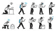 © Fad Stock - Strichmännchen Digital Nomad Set – Stick Figure Remote Work and Technology Vector Icons, business people icon set