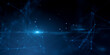 © Who is Danny - Abstract blue neon network lines and glowing points forming modern digital backdrop texture on dark background connecting nodes design. 3D Rendering