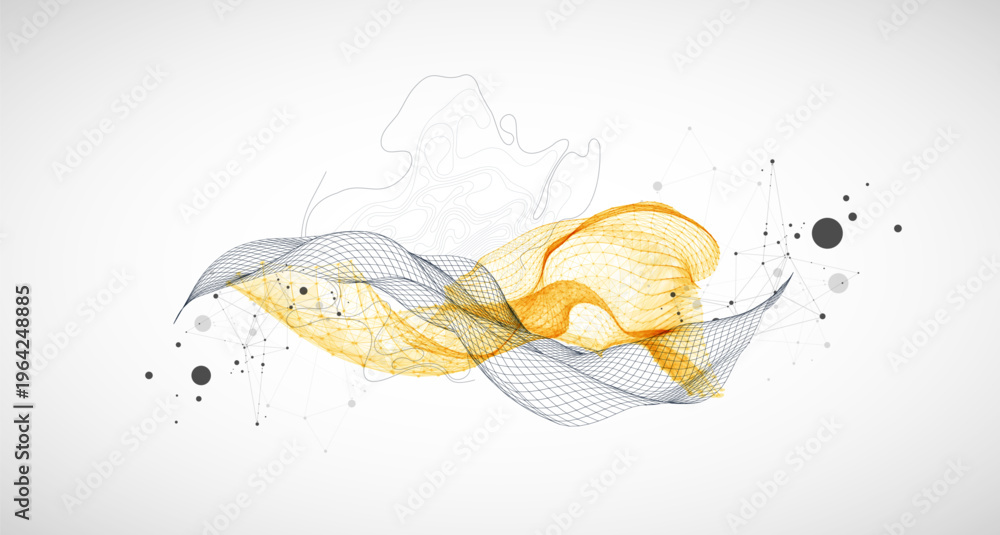 The abstract wave is made in a frame style. Template for science and ...