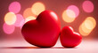 © mdshafikul - Two red hearts on a romantic background with bokeh lights