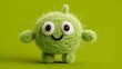 © Nataliia_Trushchenko - Green plush toy character with round body, smiling face, and small arms, set against a bright green background, showcasing a playful and whimsical design