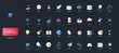 © Iconic Prototype - Gradient flat style icons set with marketing, analytics, communication, content, cloud, and business process elements on dark UI background vector illustration.