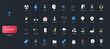© Iconic Prototype - Gradient flat style icons set with ecology, energy, water, recycling, environment, sustainability, science, and technology concepts on dark UI background vector illustration.