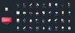 © Iconic Prototype - Gradient flat style icons set with fashion, makeup, beauty, lifestyle, wellness, and accessories elements on dark UI background vector illustration for modern visual design projects.